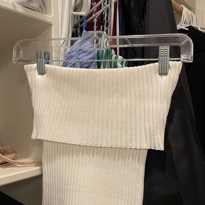 White Ribbed Off-Shoulder Top